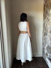 Load image into Gallery viewer, white open back cotton a-line dress