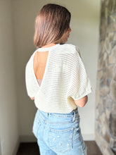Load image into Gallery viewer, reversible white cotton knitted surplice back top
