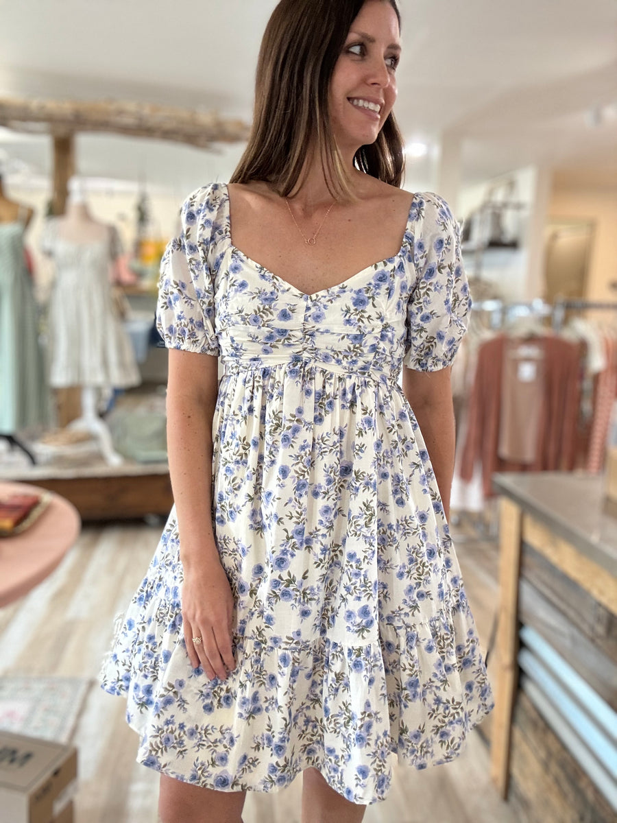cream + lavender floral cotton dress – Cloth + Stone