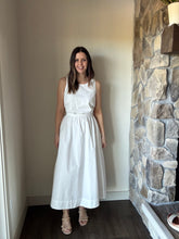 Load image into Gallery viewer, white open back cotton a-line dress