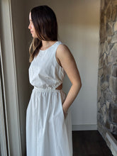 Load image into Gallery viewer, white open back cotton a-line dress