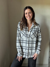 Load image into Gallery viewer, ultra soft grey plaid button down flannel