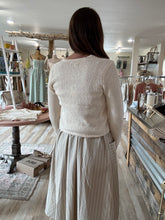 Load image into Gallery viewer, ivory knit cardigan with hook + eye front