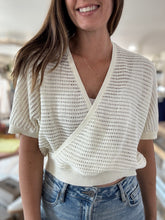 Load image into Gallery viewer, reversible white cotton knitted surplice back top