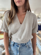 Load image into Gallery viewer, reversible stone cotton knitted surplice back top