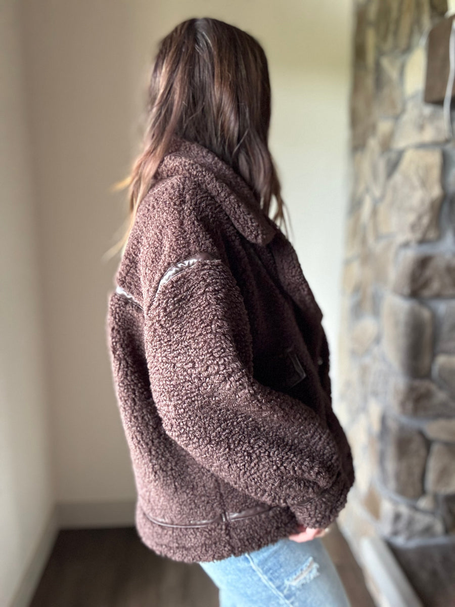 z supply dark chocolate ari sherpa coat – Cloth + Stone