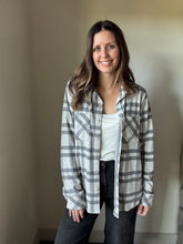 Load image into Gallery viewer, ultra soft grey plaid button down flannel