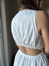 Load image into Gallery viewer, white open back cotton a-line dress