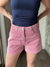 Load image into Gallery viewer, red+white stripe shorts