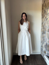 Load image into Gallery viewer, white open back cotton a-line dress