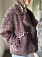 Load image into Gallery viewer, z supply dark chocolate ari sherpa coat