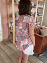 Load image into Gallery viewer, terracotta + blue floral top