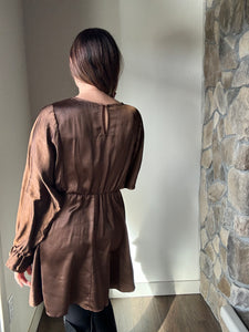 warm tea sheen mini dress