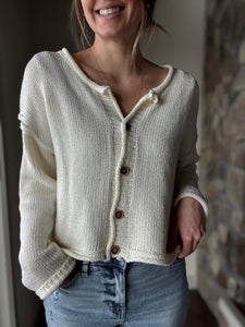 easy days off white button down cardigan