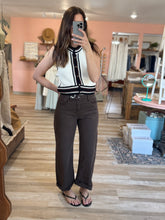 Load image into Gallery viewer, cream, brown + black cotton knit tank