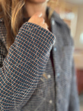 Load image into Gallery viewer, navy + red heirloom plaid quilted jacket