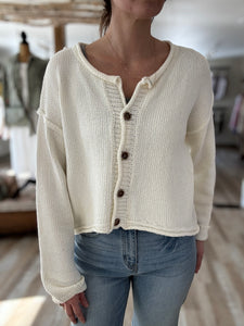 easy days off white button down cardigan