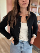 Load image into Gallery viewer, black classic button down cardigan