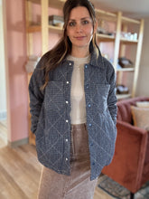 Load image into Gallery viewer, navy + red heirloom plaid quilted jacket