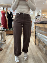 Load image into Gallery viewer, espresso high waist barrel pants