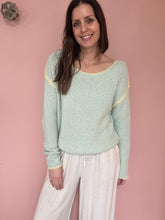 Load image into Gallery viewer, sea green + yellow contrast sweater