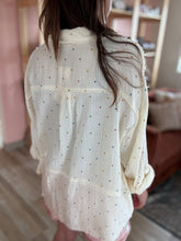 Load image into Gallery viewer, cream mixed polka dot gauze button down