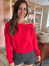 Load image into Gallery viewer, abbie red off shoulder sweatshirt