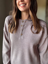 Load image into Gallery viewer, mauve waffle henley
