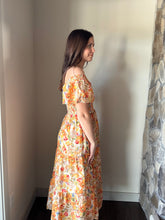 Load image into Gallery viewer, yellow tropical floral midi dress