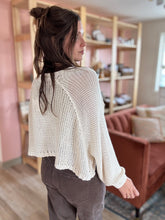 Load image into Gallery viewer, beige cotton cropped cardigan