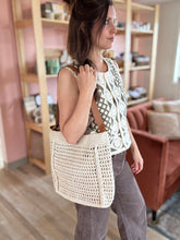 Load image into Gallery viewer, bree cream + tan woven shoulder bag