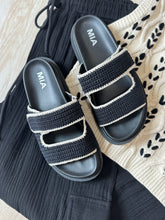 Load image into Gallery viewer, mia black crochet slide sandals