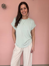 Load image into Gallery viewer, sage ribbed knit tee