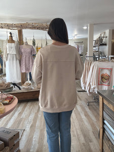taupe french terry weekend pullover