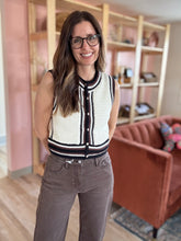 Load image into Gallery viewer, cream, brown + black cotton knit tank