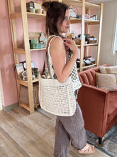 Load image into Gallery viewer, bree cream + tan woven shoulder bag