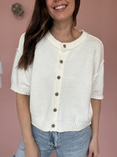 Load image into Gallery viewer, cream half sleeve button cardi