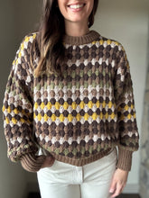 Load image into Gallery viewer, brown, cream + mustard textured sweater