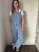 Load image into Gallery viewer, denim button down overall jumpsuit