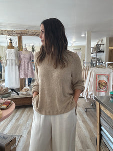 taupe lightweight oversized textured sweater