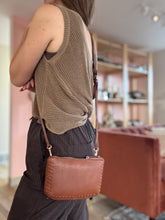 Load image into Gallery viewer, whiskey brown whipstitch crossbody purse + clutch
