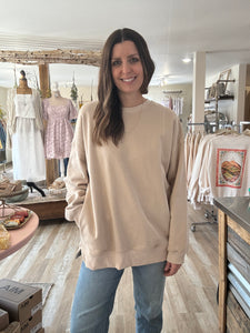 taupe french terry weekend pullover