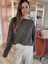 Load image into Gallery viewer, espresso boat neck sweater