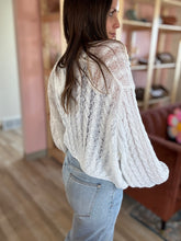 Load image into Gallery viewer, white lightweight cable cardigan