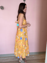Load image into Gallery viewer, yellow + blue floral midi dress | S-3XL