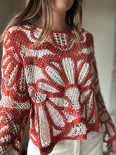 Load image into Gallery viewer, rust+cream crochet top