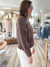 Load image into Gallery viewer, chocolate chunky knit contrast sweater
