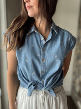 Load image into Gallery viewer, chambray embroidered button down | S-3XL