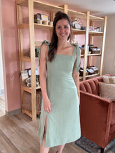Load image into Gallery viewer, green tie strap midi dress