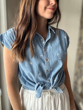 Load image into Gallery viewer, chambray embroidered button down | S-3XL